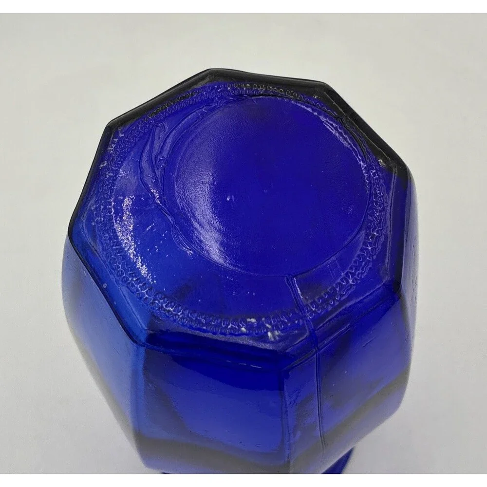 Vintage Cobalt  Dark Blue  Glass Fluted Panel Vase - 9-1/2